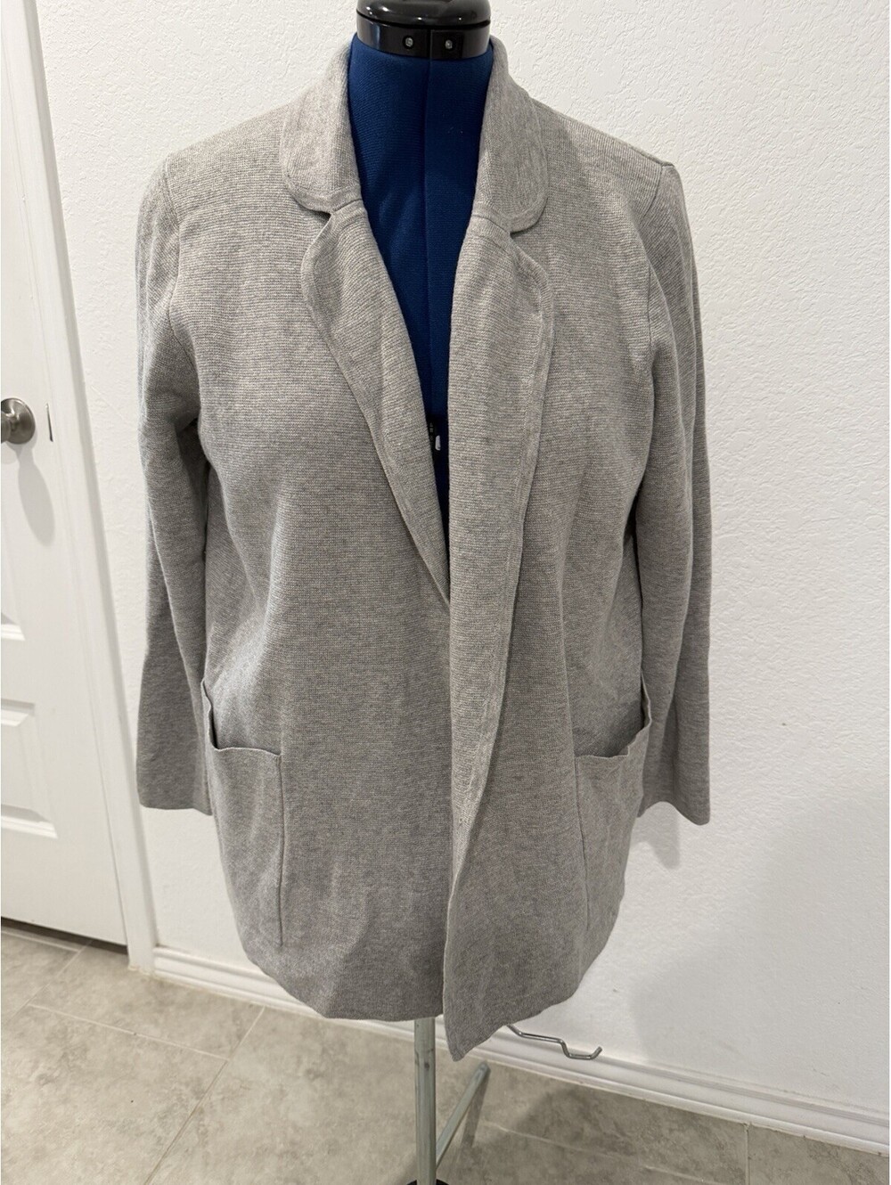 J. Crew Gray Sweater Coatigan Open Front Lapel Cardigan Jacket Pockets Women S